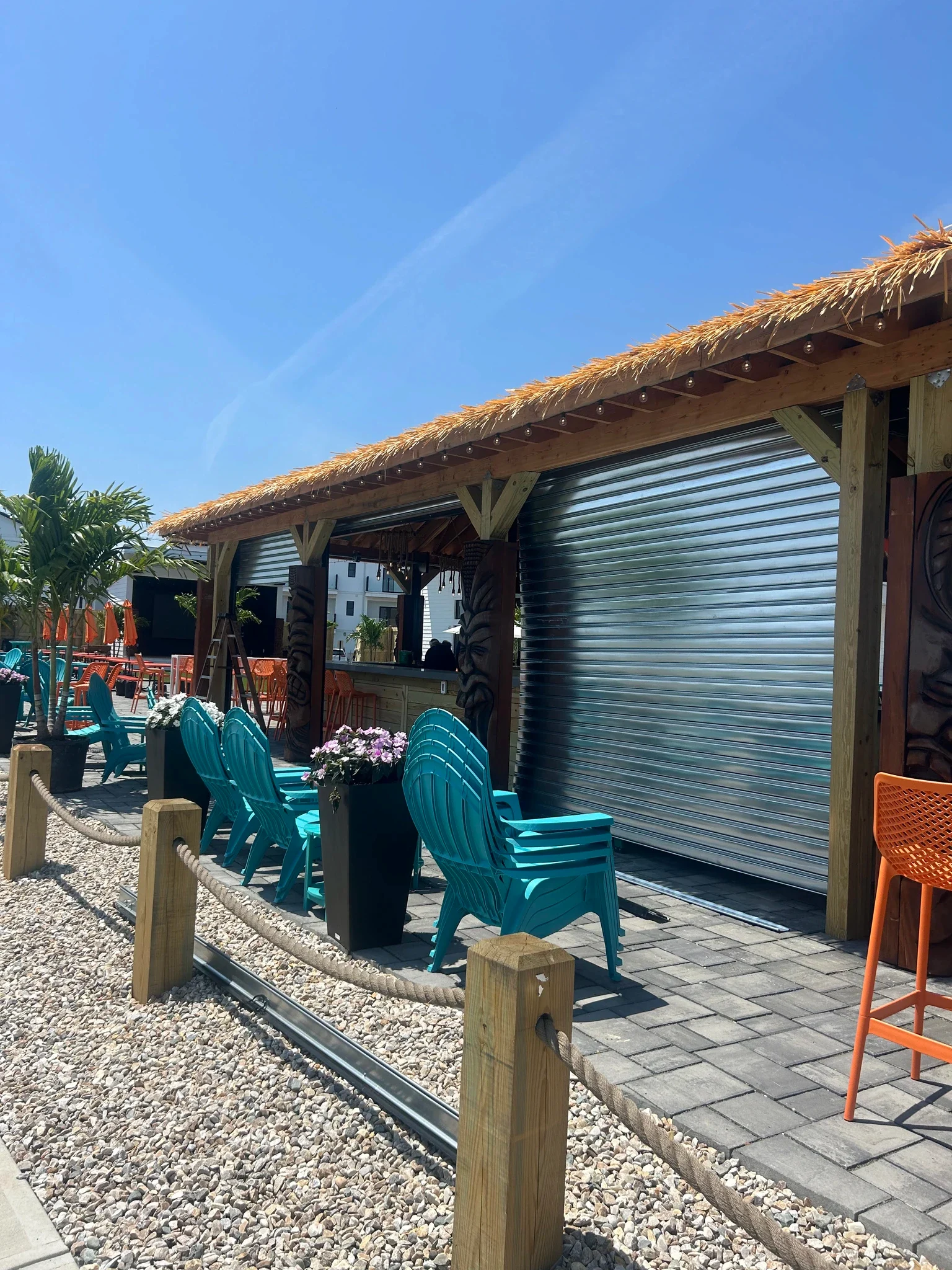 Rolling steel door installed at an exterior commercial opening