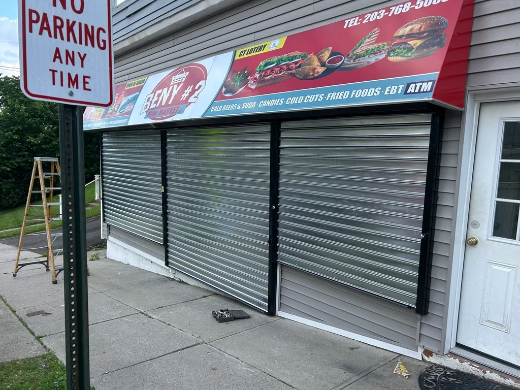 Wide commercial door opening at a service facility